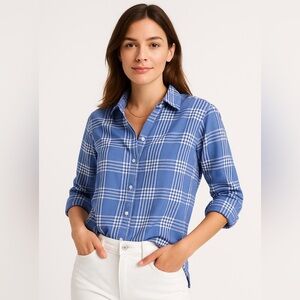 Frank & Eileen Grayson blue plaid Hero long sleeve button up shirt size 3 medium